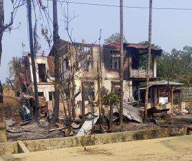 Burned remains of MSF office in Buthidaung. 