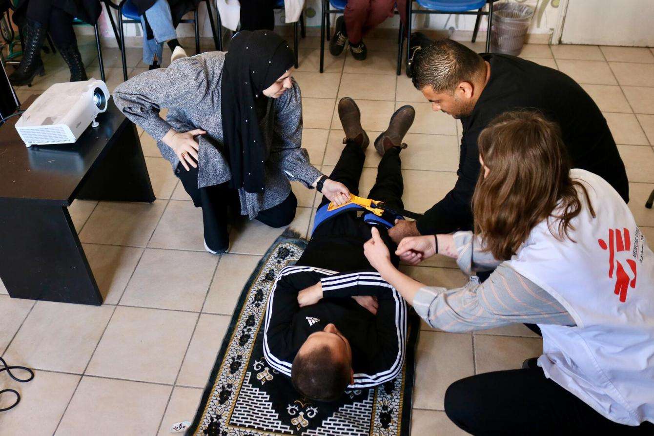 MSF conduct an emergency response drill in Tulkarm city, West Bank.